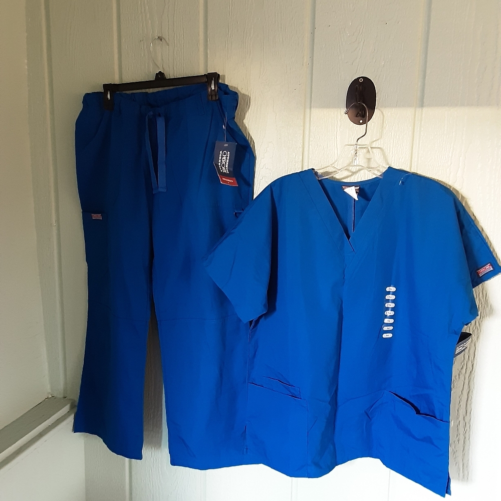 Cherokee 🌞0117 Authentic Workwear Scrubs Set Unisex Sz M, NWT King Blue V-neck